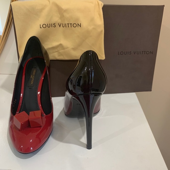 Louis Vuitton red to black ombré dice heels - Picture 2 of 6